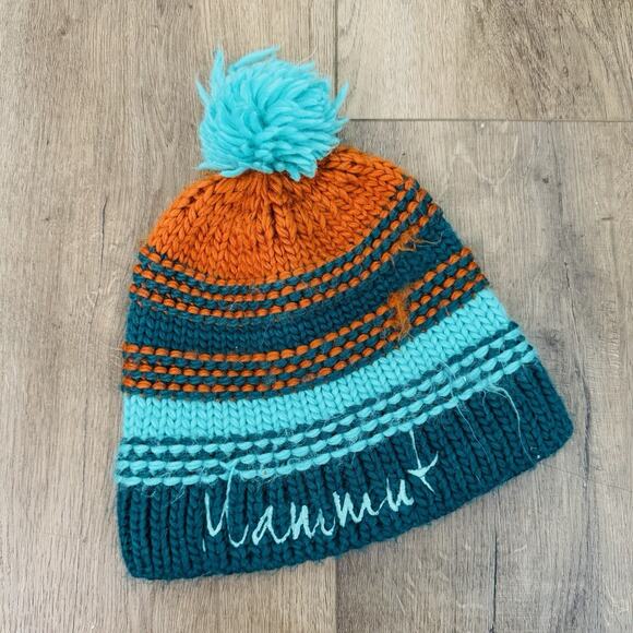 Mammut Blue And Orange Knit Wool Blend Beanie Adult One Size - Picture 1 of 4